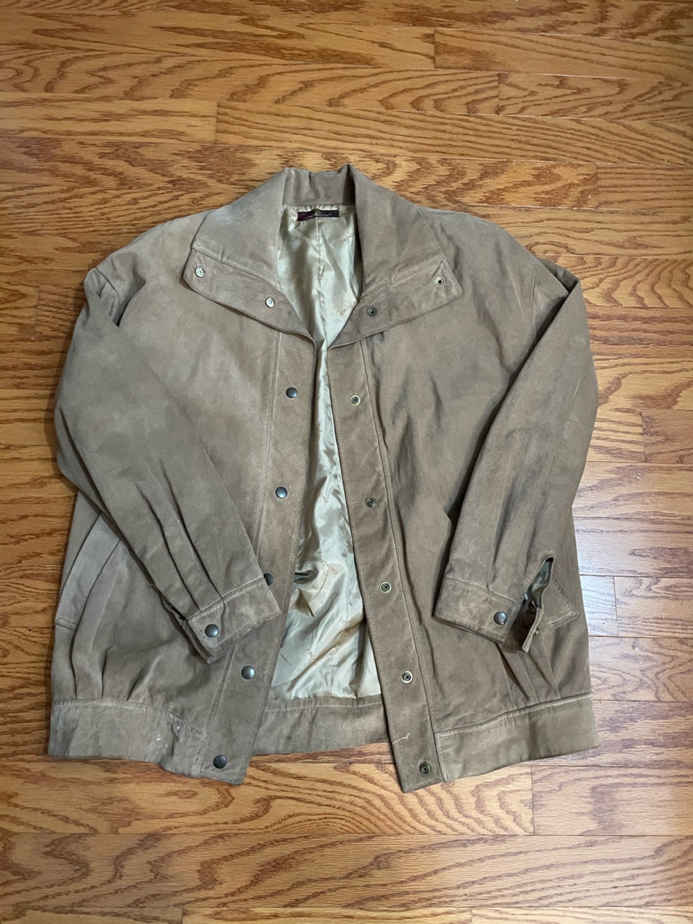 Jordache Tan Leather Bomber Jacket